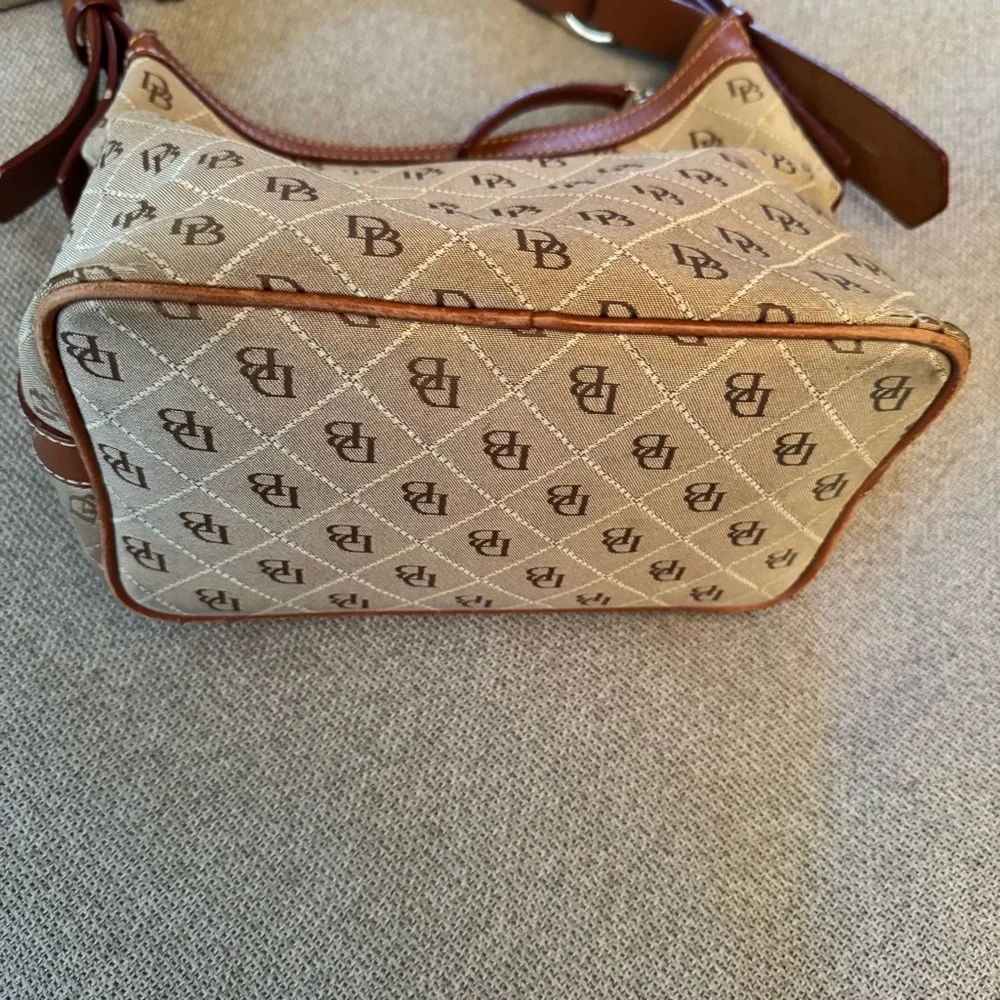 Vintage Dooney & Bourke Canvas & Leather Hobo Shoulder Bag Equestrian Style